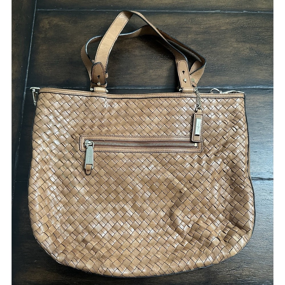 Cole Haan Brown Woven Leather Lined Shoulder Tote Boho